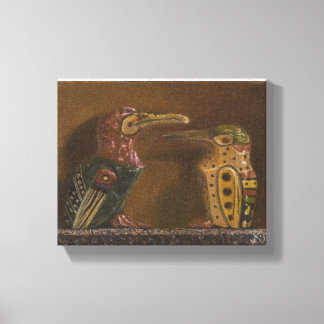 Antiek uitgesneden vogels canvas afdruk