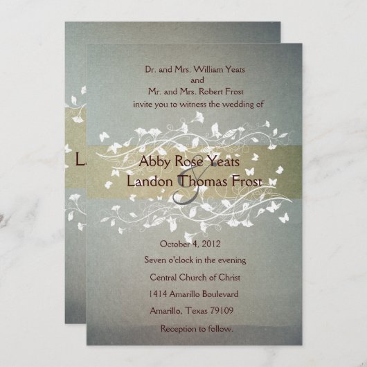 Antiek uitnodiging tot bruiloft (Voorkant / Achterkant)