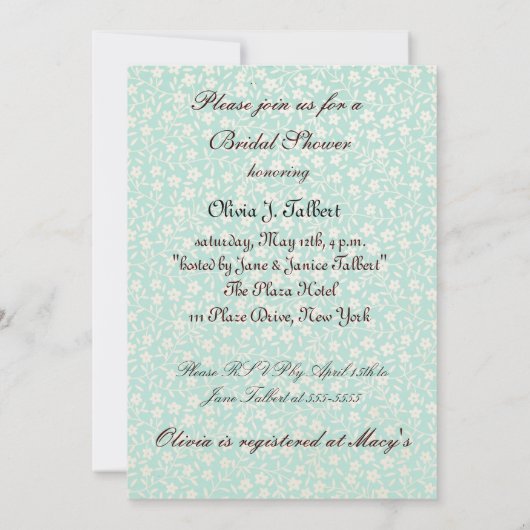 Antiek uitnodiging voor bridal Shower (Achterkant)