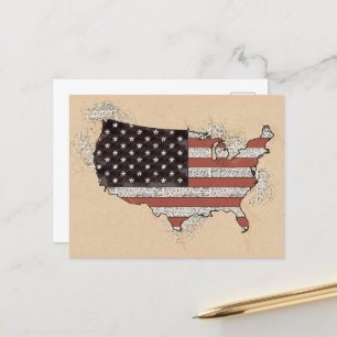  Antiek USA Souvenir Flag Reizen Kunstkaart Briefkaart
