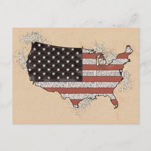 Antiek USA Souvenir Flag Reizen Kunstkaart Briefkaart (Voorkant)