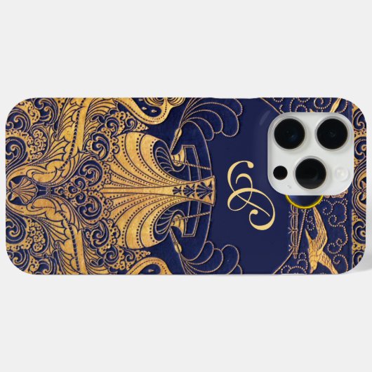 Antiek vaartuig,Dolfijnen,Goud,Blauw marinemonogra Case-Mate iPhone Case (Achterkant (horizontaal))