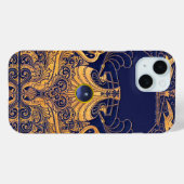 Antiek vaartuig, dolfijnen, goud, nicht, marinebla Case-Mate iPhone case (Achterkant (horizontaal))