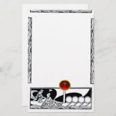 ANTIEK VAARTUIG EN LOVERS Red Ruby Gem Black White Briefpapier (Voorkant / Achterkant)