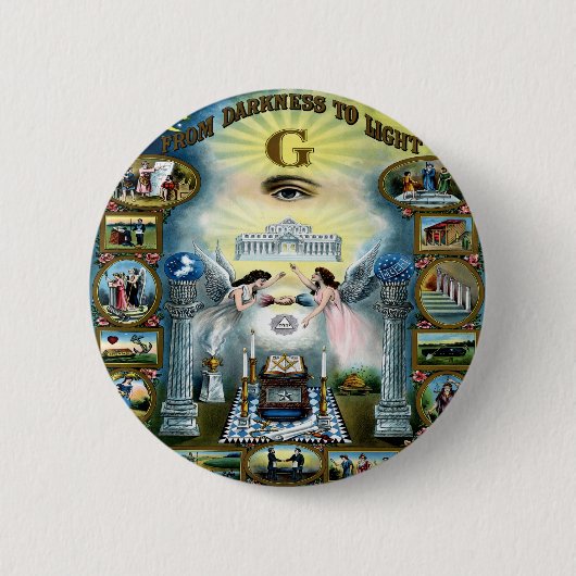 Antiek vaartuig Freemasonry Masonic Hazen Ronde Button 5,7 Cm (Voorkant)