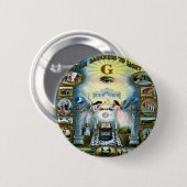 Antiek vaartuig Freemasonry Masonic Hazen Ronde Button 5,7 Cm (Voorkant /achterkant)