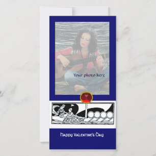 ANTIEK VAARTUIG, LOVERS Red Gem Black Blue Feestdagenkaart