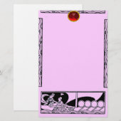 ANTIEK VAARTUIG, LOVERS Red Ruby Gem Black Pink Li Briefpapier (Voorkant / Achterkant)