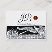 ANTIEK VAARTUIGEN, RODE RUBY GEM MONOGRAM, zwart w Visitekaartje (Achterkant)