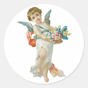 Antiek Valentijn Angel (Cupid) Ronde Sticker