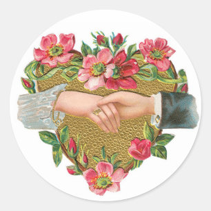 Antiek Valentijn Bloemkop Ronde Sticker