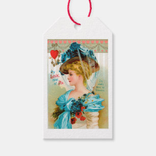 Antiek Valentijn Blue Floral Lady Cadeaulabel