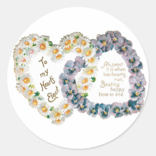 Antiek Valentijn Bouquet Heart Ronde Sticker