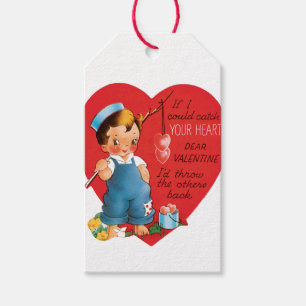 Antiek Valentijn Boy Heart Cadeaulabel