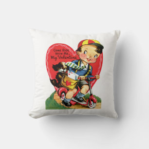 Antiek Valentijn Boy met Puppy Kussen