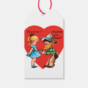Antiek Valentijn Couple Heart Cadeaulabel
