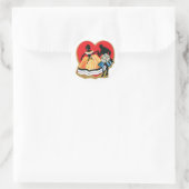 Antiek Valentijn Couple Heart Ronde Sticker (Tas)