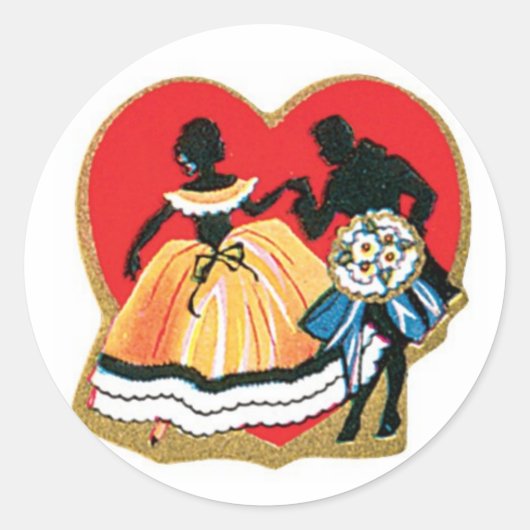 Antiek Valentijn Couple Heart Ronde Sticker (Voorkant)