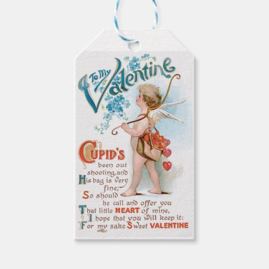 Antiek Valentijn Cupid Heart Cadeaulabel (Voorkant)