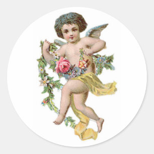 Antiek Valentijn Cupid Ronde Sticker