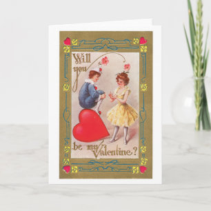 Antiek Valentijn Feestdagen Kaart