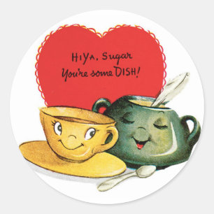 Antiek Valentijn Heart Ronde Sticker