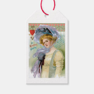Antiek Valentijn Violet Floral Lady Cadeaulabel