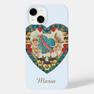 Antiek Valentijnsdag,  engelen in een hart Case-Mate iPhone 14 Hoesje