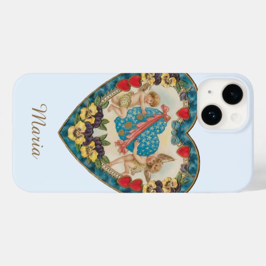 Antiek Valentijnsdag, engelen in een hart Case-Mate iPhone Case (Achterkant (horizontaal))