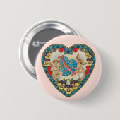 Antiek Valentijnsdag,  engelen in een hart Ronde Button 5,7 Cm (Voorkant /achterkant)