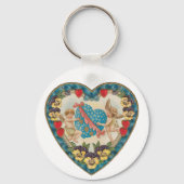 Antiek Valentijnsdag,  engelen in een hart Sleutelhanger (Voorkant)