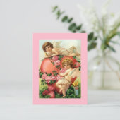 Antiek Valentijnsdag Harde Rozen Briefkaart (Staand voorkant)