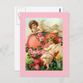 Antiek Valentijnsdag Harde Rozen Briefkaart (Voorkant / Achterkant)