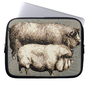 Antiek Varkens tekening Laptop Sleeve