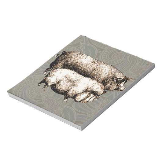 Antiek Varkens  tekening Notitieblok (Gedraaid)
