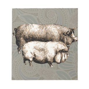 Antiek Varkens  tekening Notitieblok