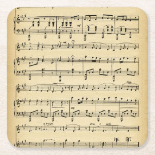 Antiek vel muziek vierkante kartonnen onderzetter