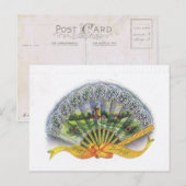 Antiek Verjaardag Post Kaart-Victoriaans Fan, Wind Briefkaart (Voorkant / Achterkant)