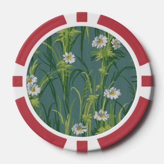 Antiek Victoriaans  bloemenpatroon Poker Chips (Voorkant)
