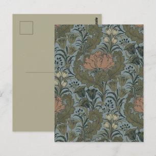 Antiek Victoriaans Bloemmotief Salie Terracotta Briefkaart