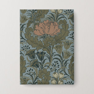 Antiek Victoriaans Bloemmotief Salie Terracotta Button