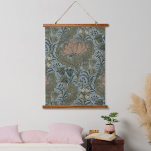 Antiek Victoriaans Bloemmotief Salie Terracotta Hangend Wandkleed