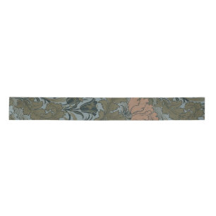 Antiek Victoriaans Bloemmotief Salie Terracotta Lint