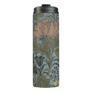 Antiek Victoriaans Bloemmotief Salie Terracotta Thermosbeker