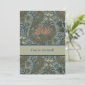 Antiek Victoriaans Bloempatroon Salie Terracotta Kaart (Staand voorkant)