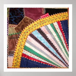 Antiek Victoriaans Crazy Quilt Square Poster