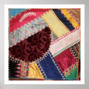Antiek Victoriaans Crazy Quilt Square Poster