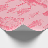 antiek Victoriaans Dieren Pastel Roze Toile Cadeaupapier (Hoek)