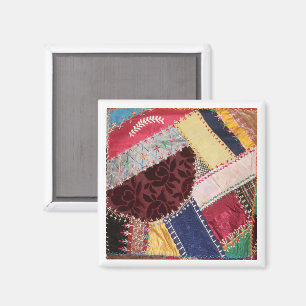 Antiek, Victoriaans-Era Crazy Quilt Vierkant Magneet