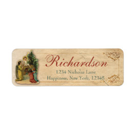 Antiek Victoriaans Jezus Natitivity Angel Christel Etiket